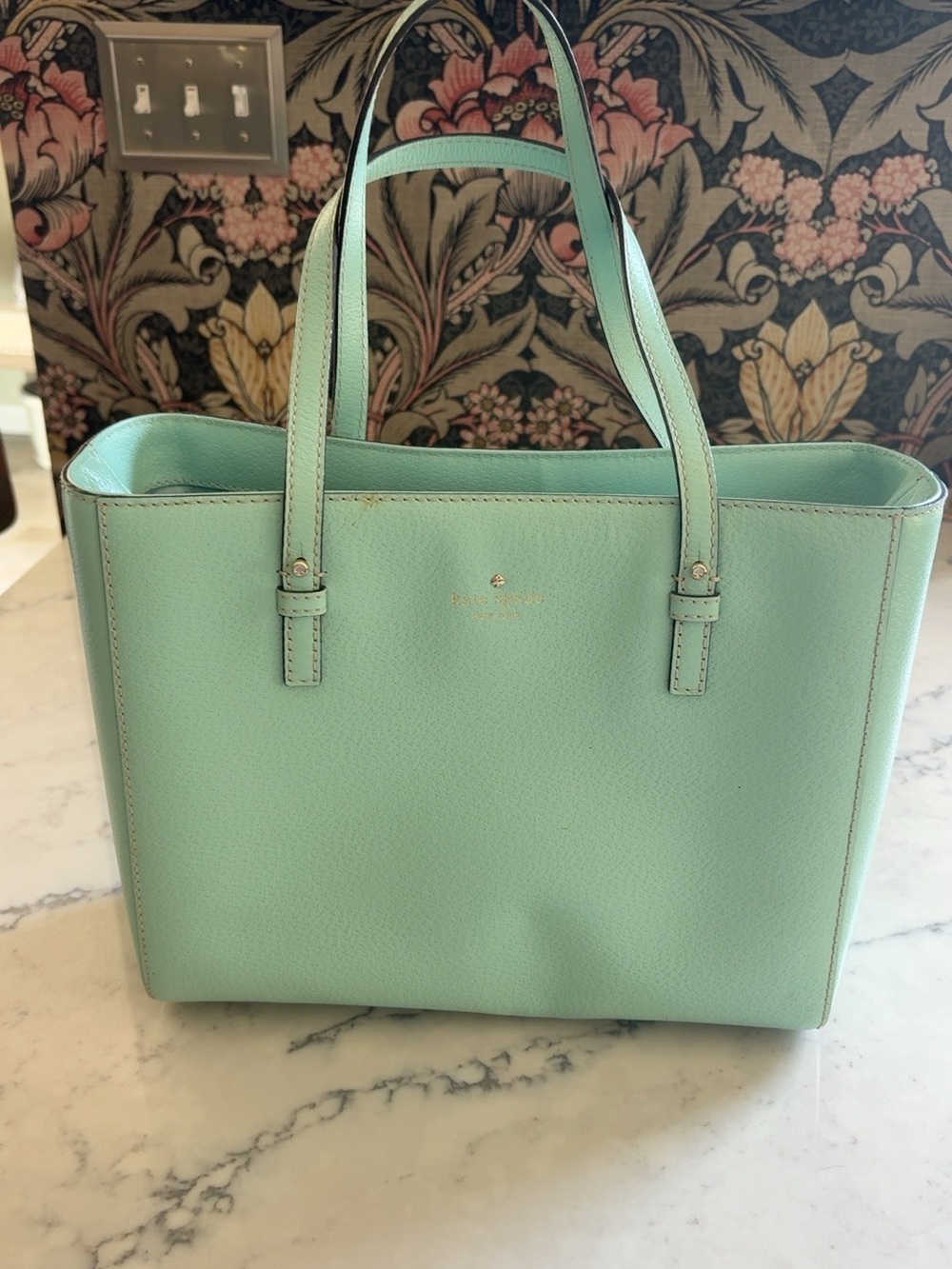 kate spade robins egg blue Pebbled Leather Tote